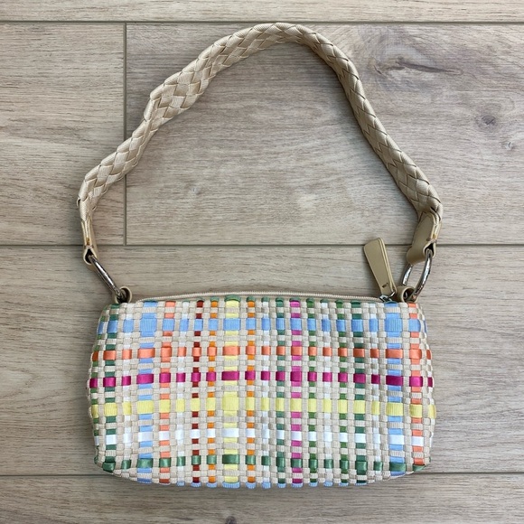 The Sak Woven‎ Ribbon Baguette Shoulder Purse Pastel Y2K - Picture 1 of 15